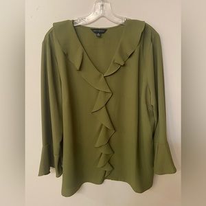 Investments Cascading Ruffled V-Neck 3/4 Sleeve Top XL